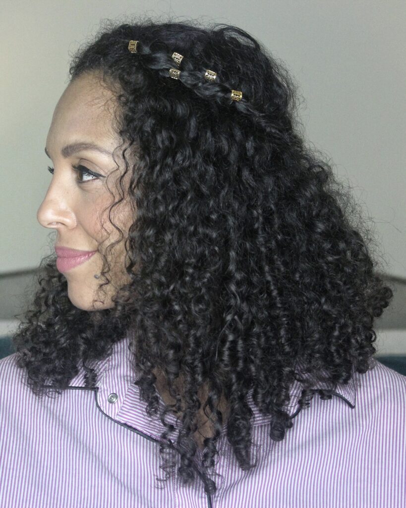 Braided Curly Half Up Hairstyle