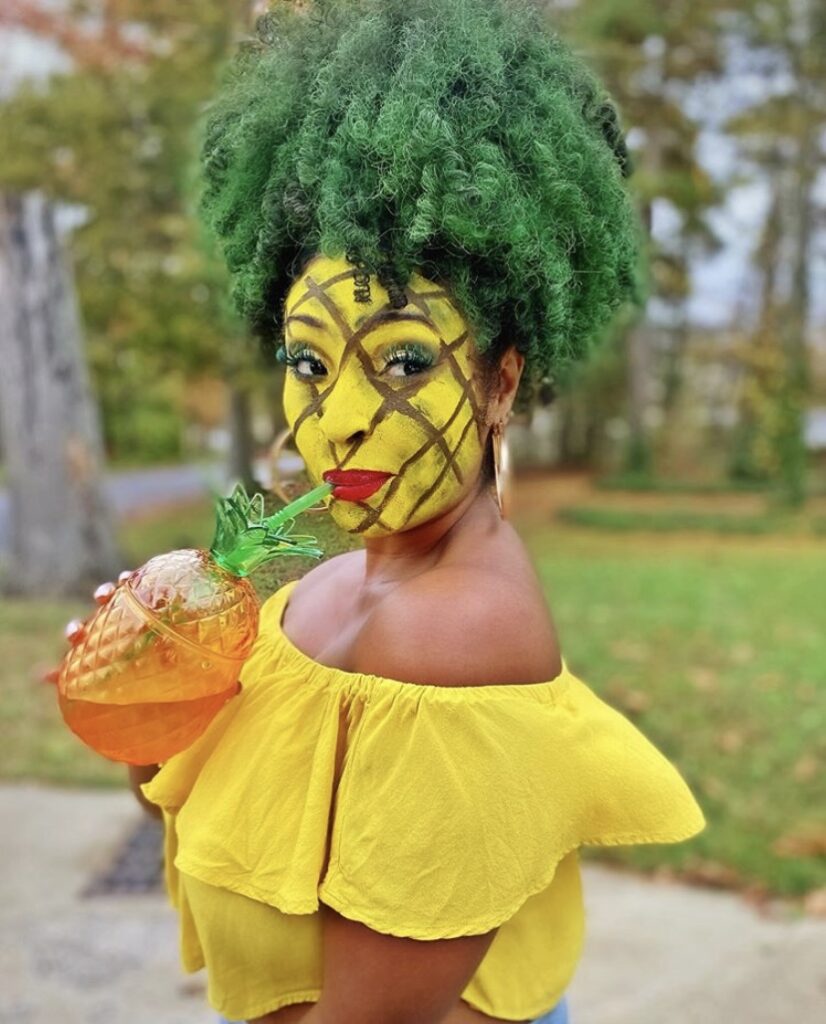 Curly pineapple costume, Fineapple last minute halloween ideas for curly hair